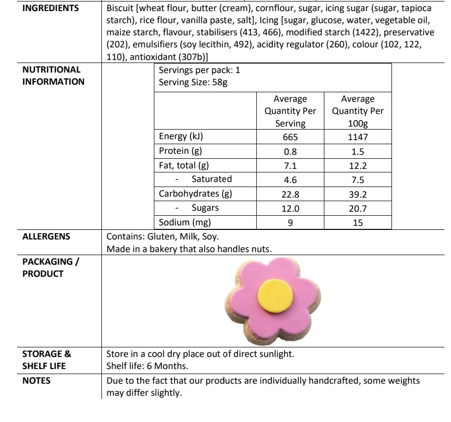 Iced pink Shortbread Daisy Biscuit, handcrafted in New Zealand, perfect for gifting and sweet occasions.