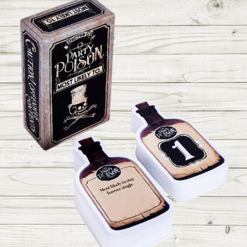 Image of Most Likely To Game - Party Poison, a card game for 3-7 players, featuring provocative questions for hilarious party fun.