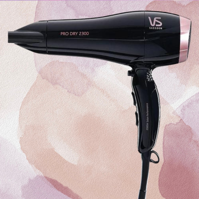 Powerful hair dryer with 2300 watts, ergonomic design, 3 heat settings, and concentrator nozzle for efficient styling.