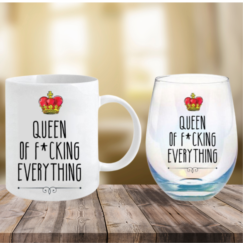 Elegant Mug and Stemless Glass Gift Set - Queen, perfect for adding a touch of luxury to everyday moments.