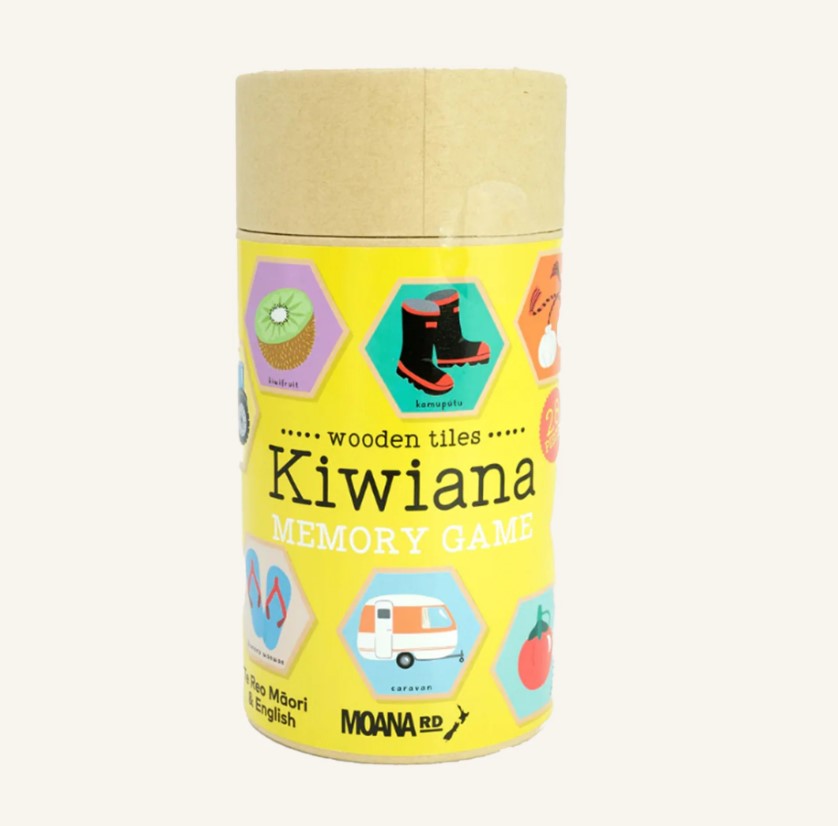 Kiwiana Memory Game featuring 28 colorful tiles, blending fun and cultural learning for kids aged 3 and up.