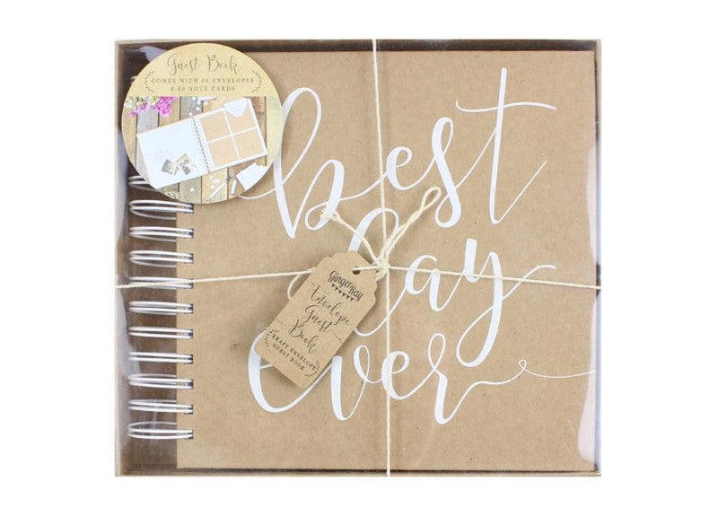 Adorable wedding guest book with 80 envelopes and notecards for preserving heartfelt messages from guests.
