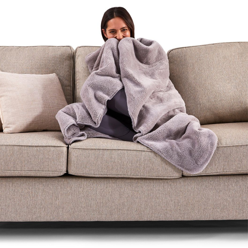 Heated Sherpa Throw Blanket featuring adjustable heat settings and safety shutdown for ultimate comfort and warmth.
