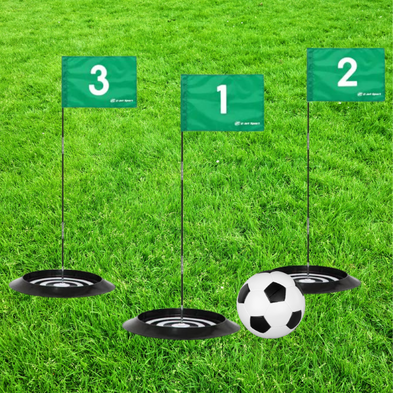 Backyard Soccer Golf Game with targets, flags, and durable soccer ball for family fun and skill development.