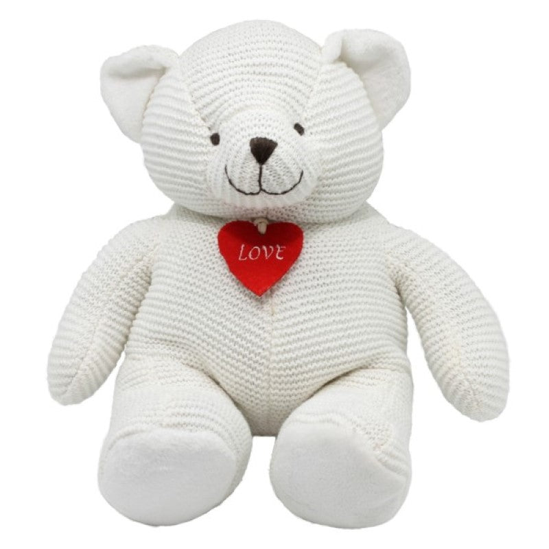 Large white plush bear holding a heart, perfect for cuddles and expressing love on Valentine's Day.