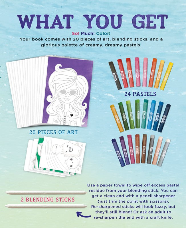24-piece oil pastel set for young artists, includes vibrant pastels, blending sticks, and an art book for techniques.