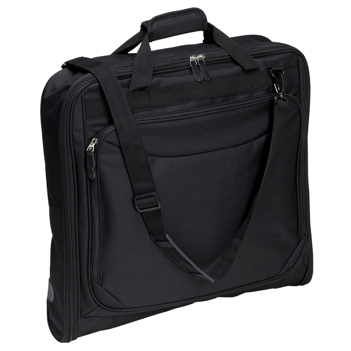 Travel Garment Bag with hanger for 3 suits, zip compartment, and storage pouches; perfect for wrinkle-free travel.