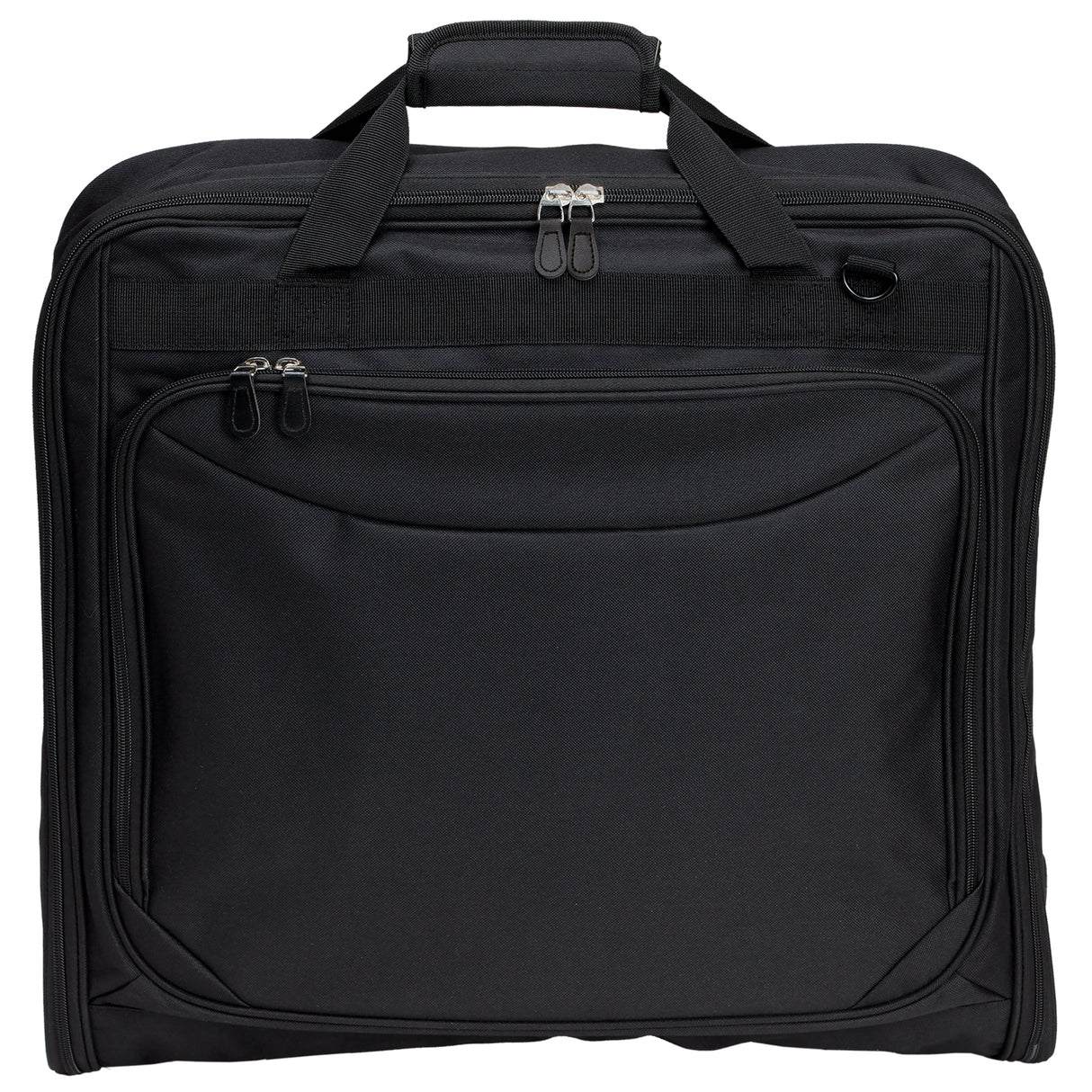 Travel Garment Bag with hanger bracket, fits 3 suits, includes pouches for shoes and accessories, designed for organized packing.