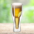 Twin-wall 400ml Avanti beer glass in durable borosilicate glass, perfect for maintaining beverage temperature.