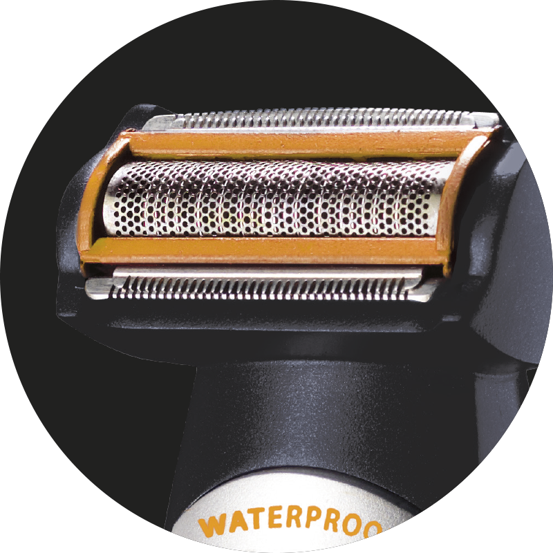 Waterproof multi-purpose trimmer with interchangeable heads for face, body, and hair grooming.
