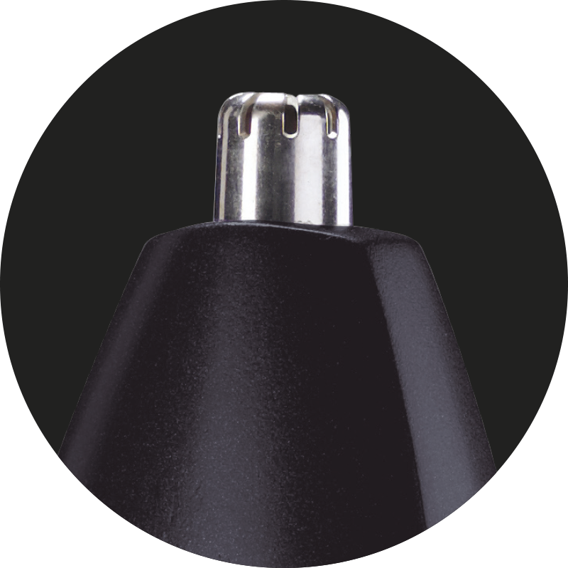 Waterproof multi-purpose trimmer with interchangeable heads for precision grooming of face, body, and hair.