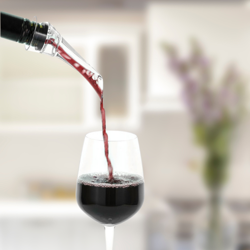 Avanti® Wine Aerating Pourer enhances wines with fast aeration, featuring a dripless spout and dual air intake for optimal flavor.