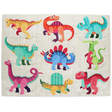 Vibrant Dinosaur Floor Puzzle with 24 large pieces, showcasing colorful dinosaurs for toddlers' fine motor skill development.