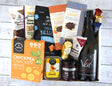 Vino & Gourmet Delight Box featuring wine and gourmet treats, beautifully packaged for a luxurious gift experience.