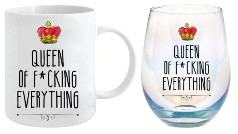 Mug and Stemless Glass Gift Set - Queen