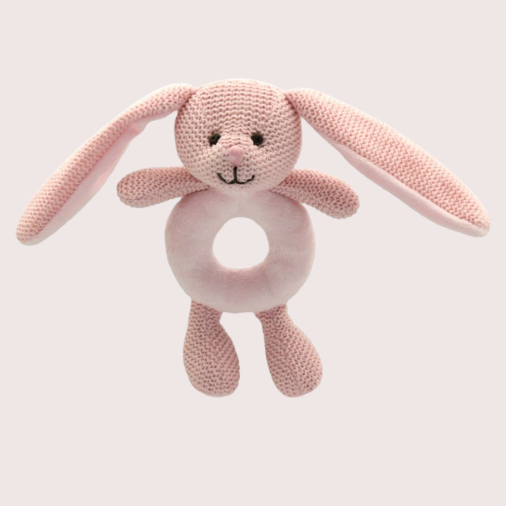 Woven Bunny Rattle - Pink