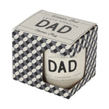 Ceramic mug with "World's Best Amazing Dad" text and elegant black interior, perfect for Father's Day gifts.