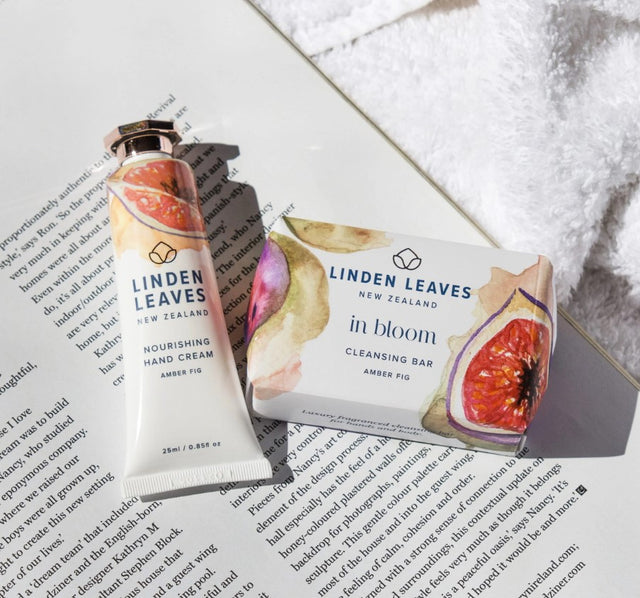 Linden Leaves Pink Petal Hand Cream & Cleansing Bar Set, featuring nourishing moisturizers and a floral scent for luxurious self-care.