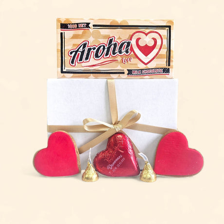 Thoughtfully curated Aroha gift box with chocolates and ginger biscuits, perfect for expressing appreciation and warmth.