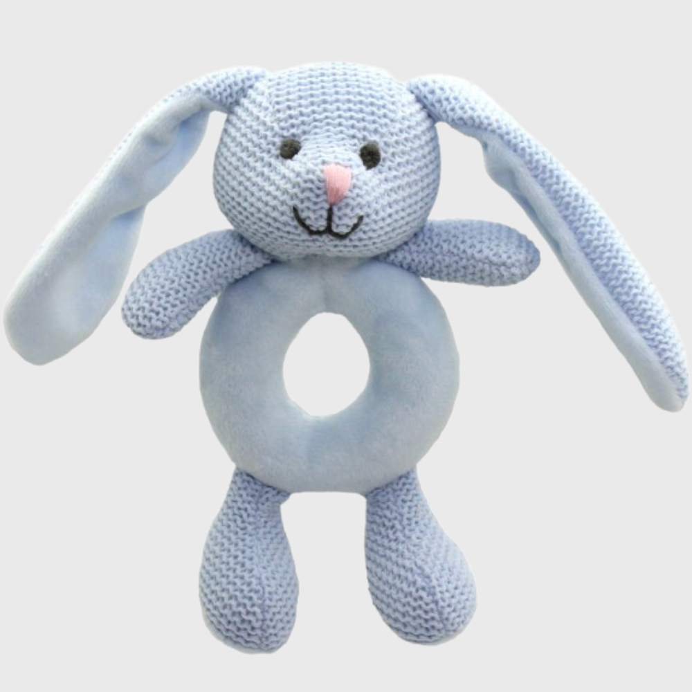 Woven Bunny Rattle - Blue