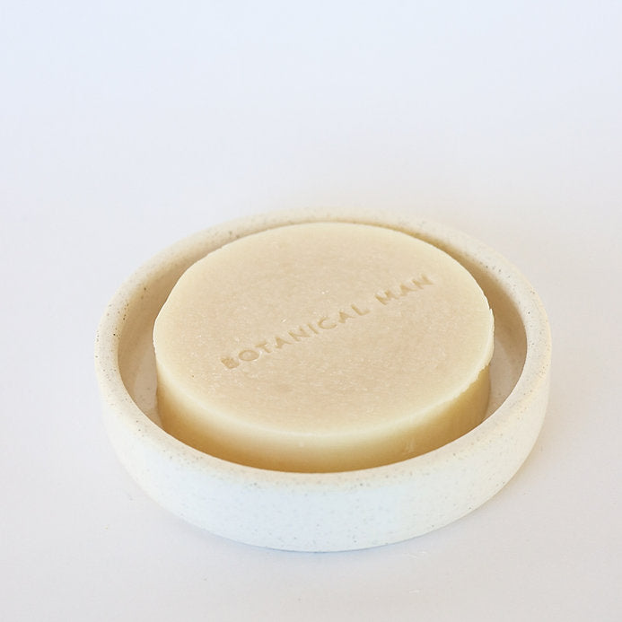 Botanical Man Shaving Soap with Tea Tree, Shea Butter, and Kaolin Clay for a smooth, nourishing shave.