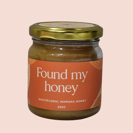 Pure NZ Manuka honey in a whimsical "Found My Honey" label, offering rich flavor and natural health benefits.