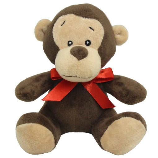 Adorable 20cm monkey plush toy with red ribbon, perfect for gifts and special occasions, bringing joy and charm.