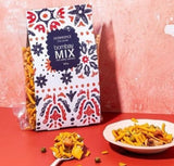 Crunchy gluten-free Bombay mix with green peas and cashew nuts for a flavorful and satisfying snack in a 200g package.