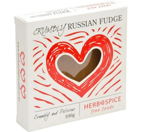 Rich and crumbly Russian fudge, 100g, offers a buttery, melt-in-your-mouth sweetness perfect for sharing or gifting.