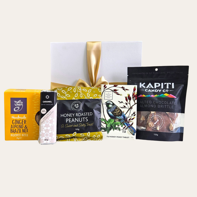 Gourmet Delights Diwali Box featuring a selection of sweet and savory treats, elegantly packaged for festive gifting.