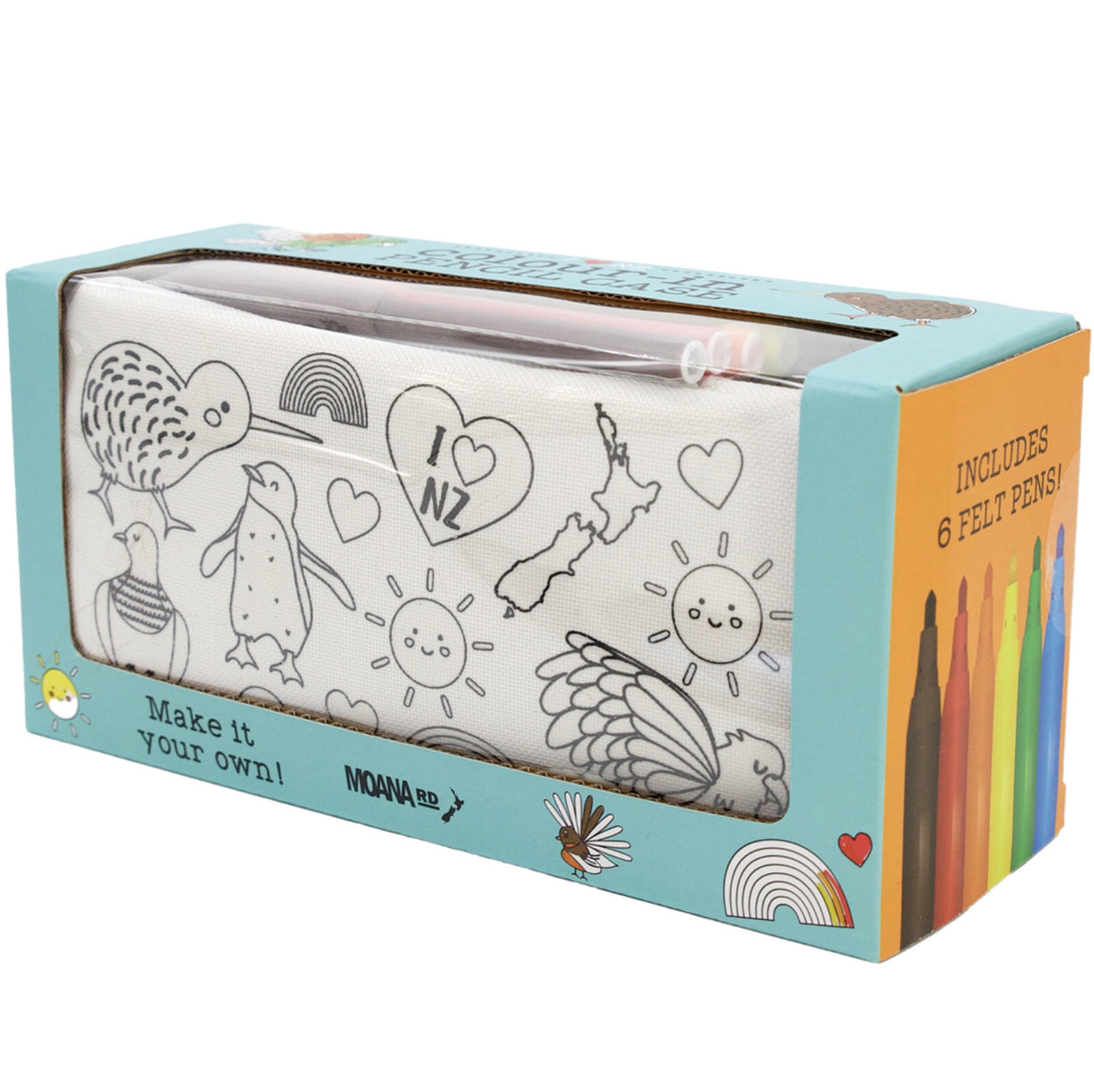 Moana Road Kids Colour in Native Birds Pencil Case